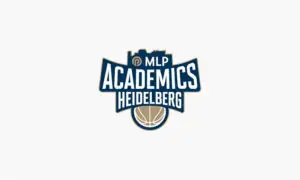 MLP Academics Heidelberg Logo mit stilisiertem Basketball und Stadtsilhouette im Hintergrund